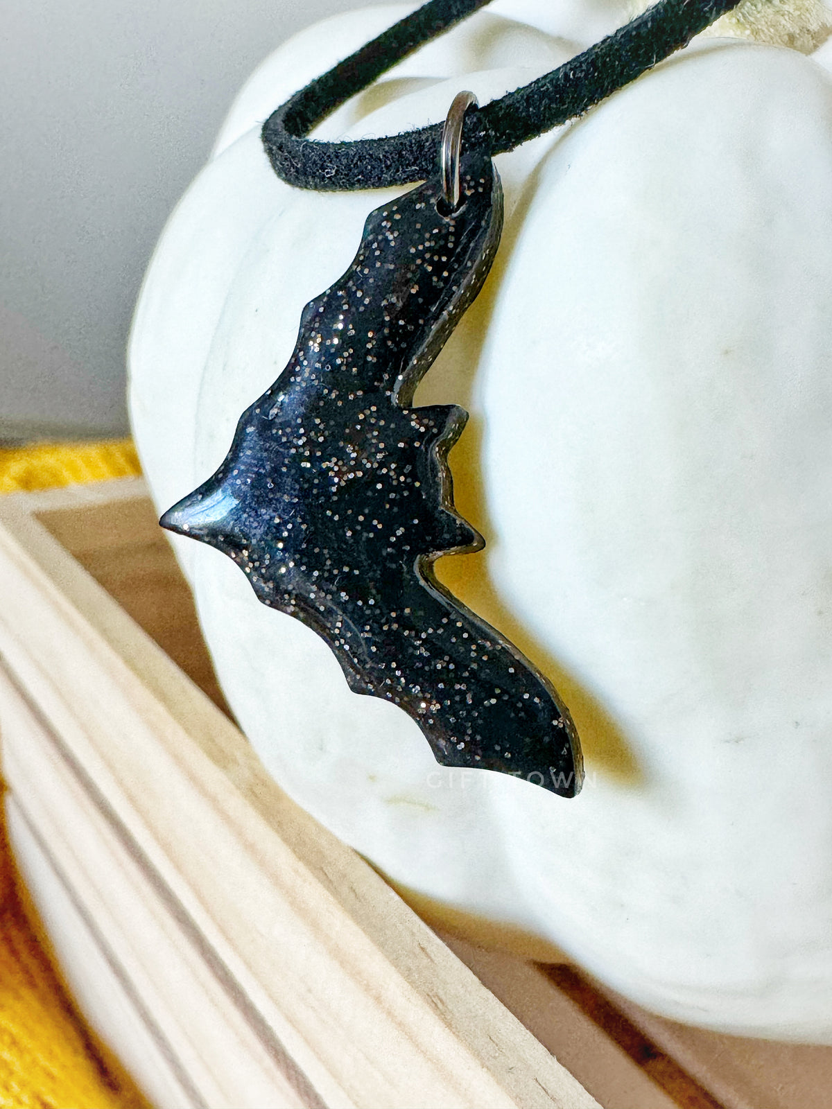 Black Bat Pendant Necklace