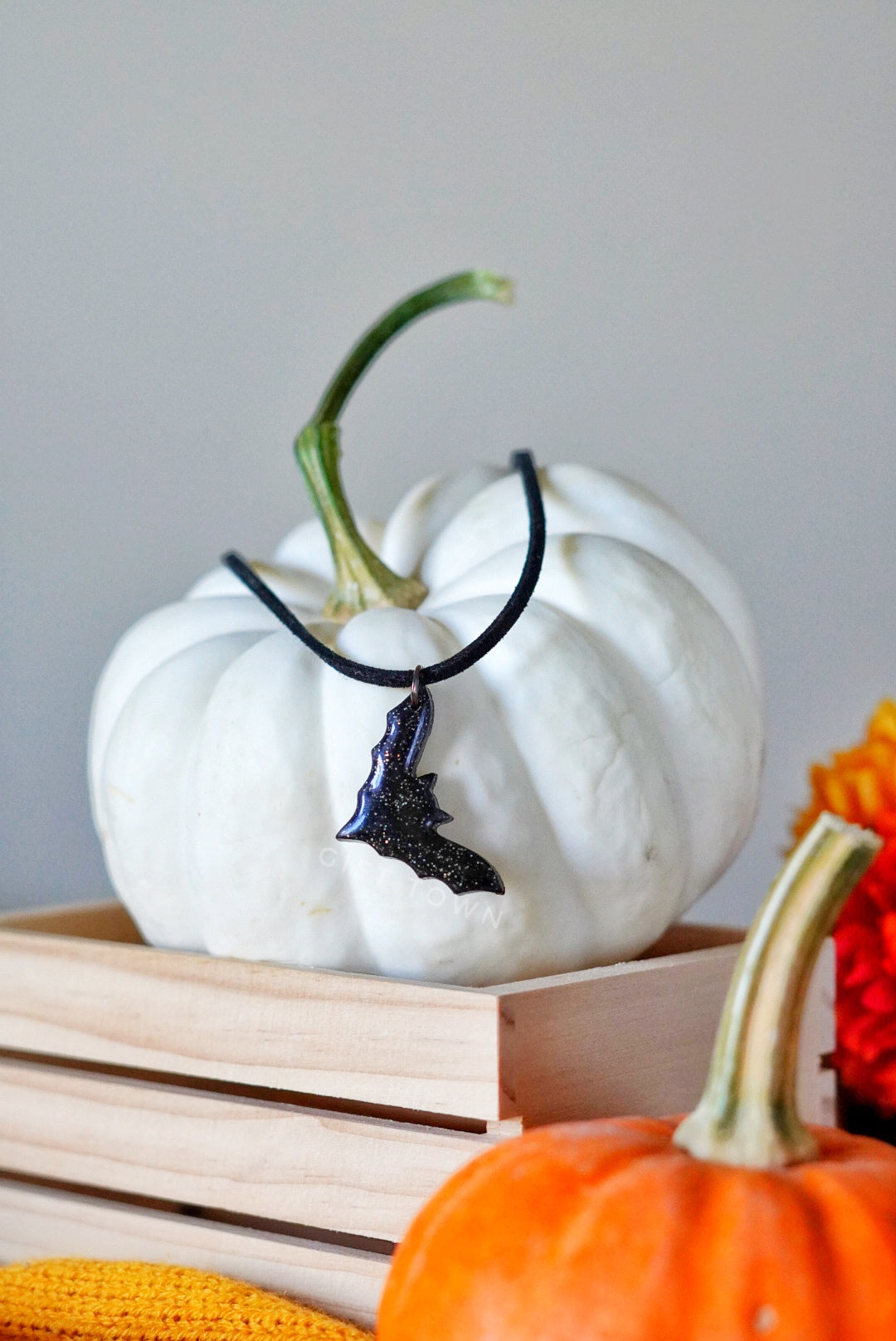 Black Bat Pendant Necklace