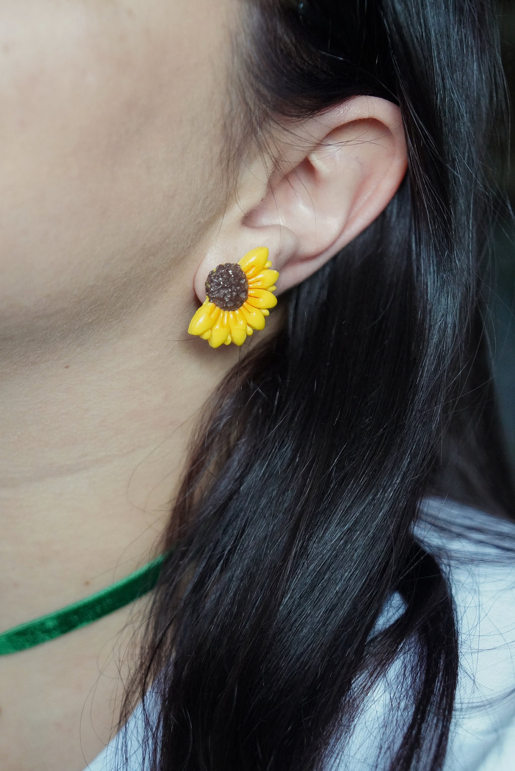 Sunflower Polymer Clay Stud Earrings