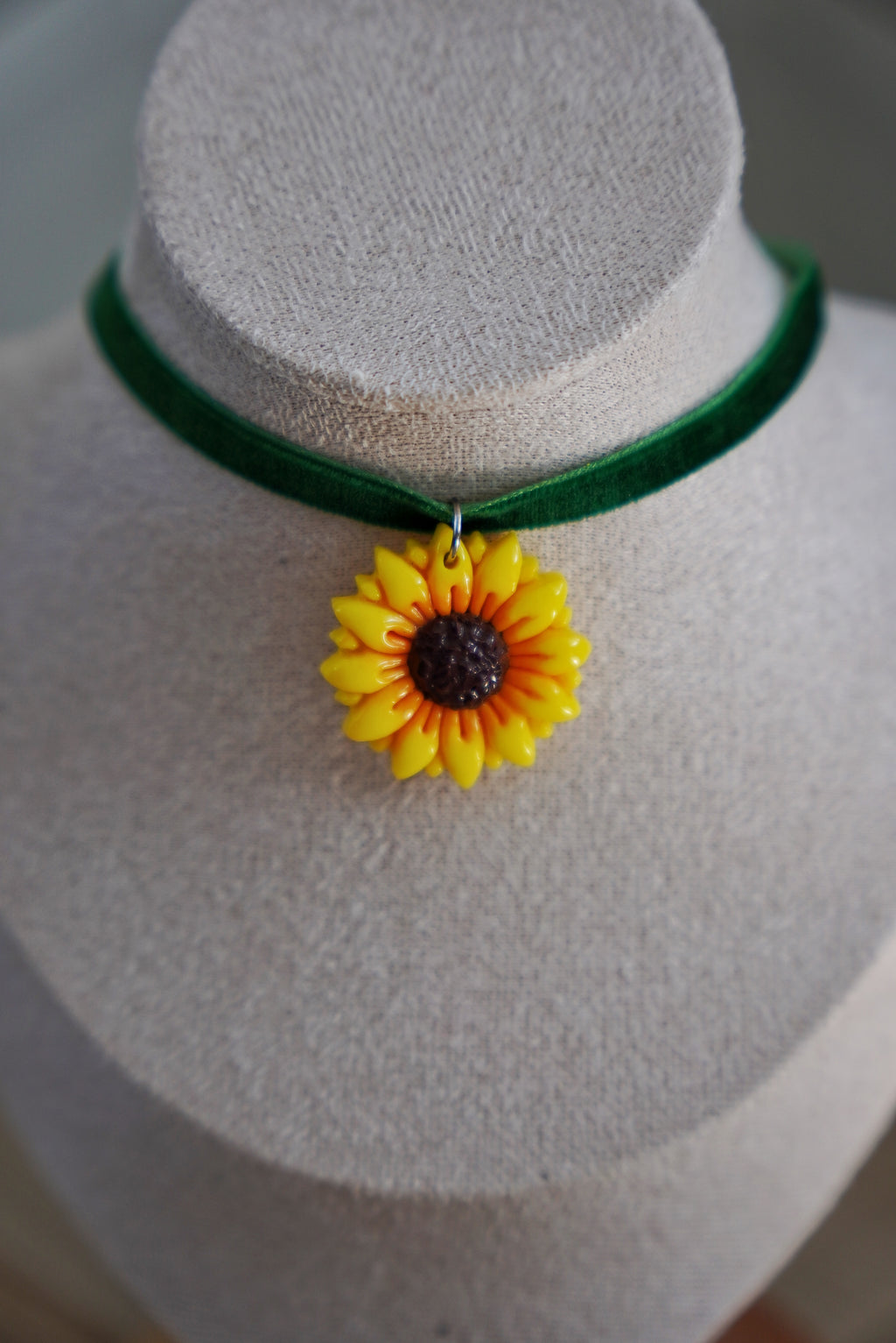 Sunflower polymer clay pendant