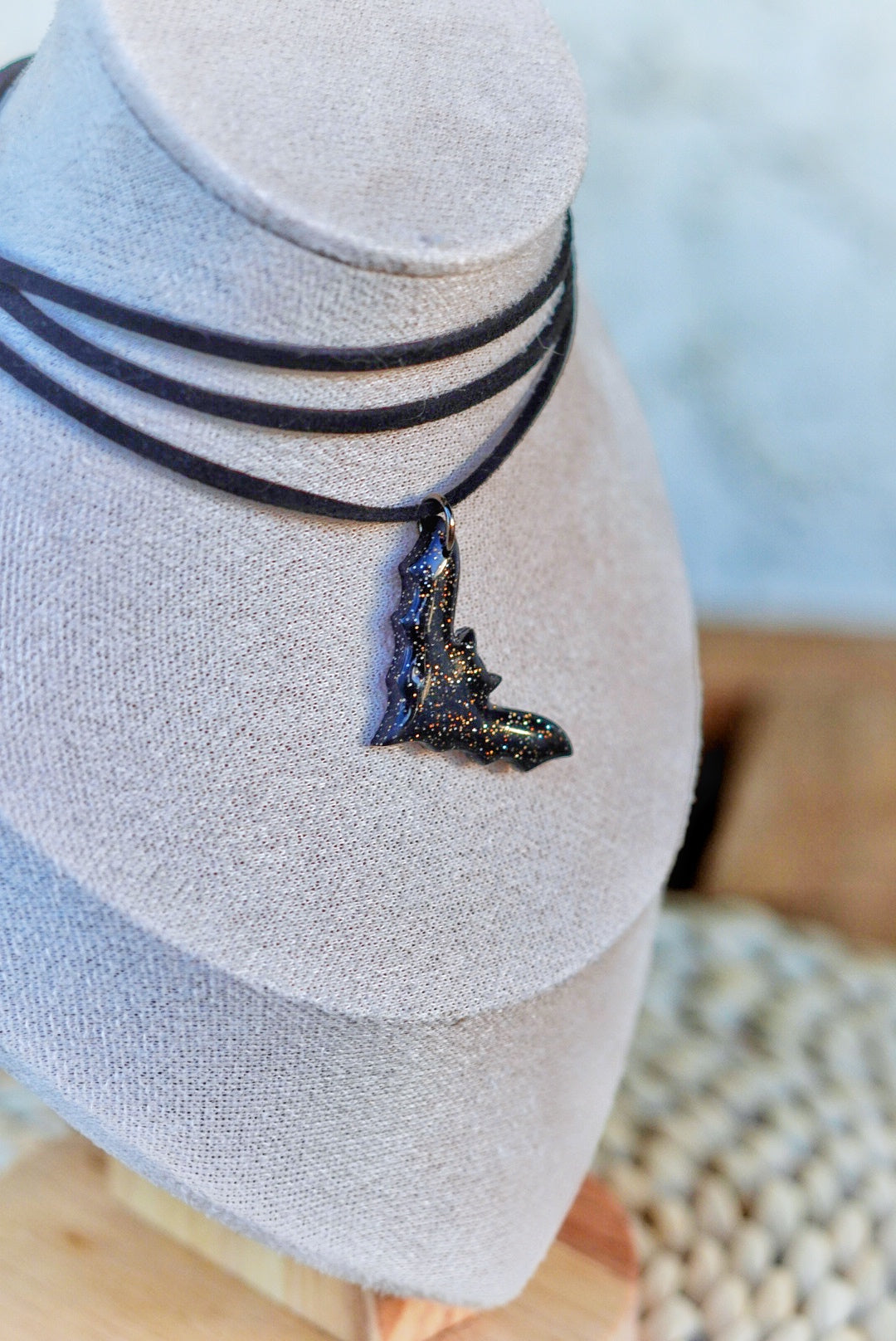 Black Bat Pendant Necklace