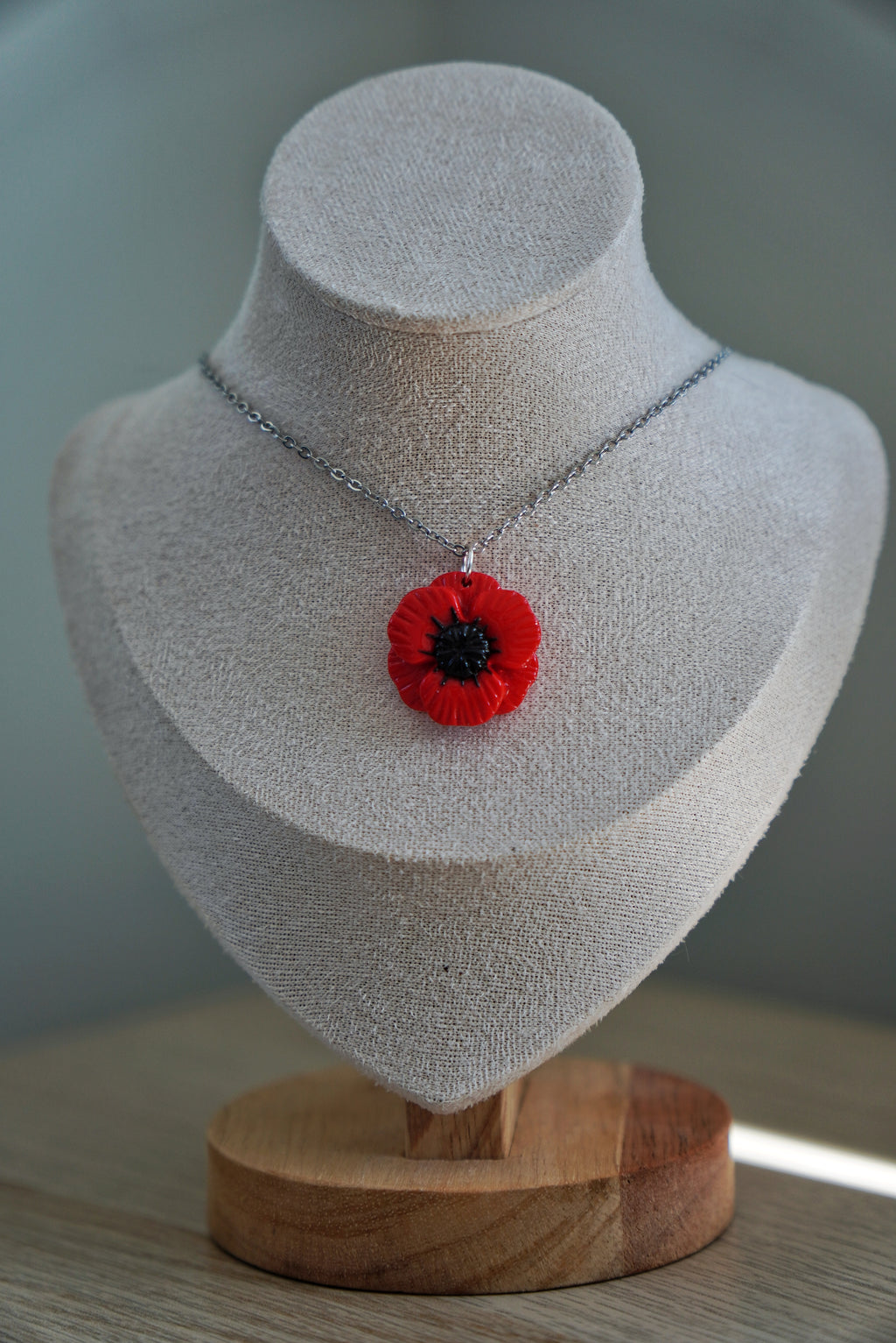 Red Poppy Pendant Necklace
