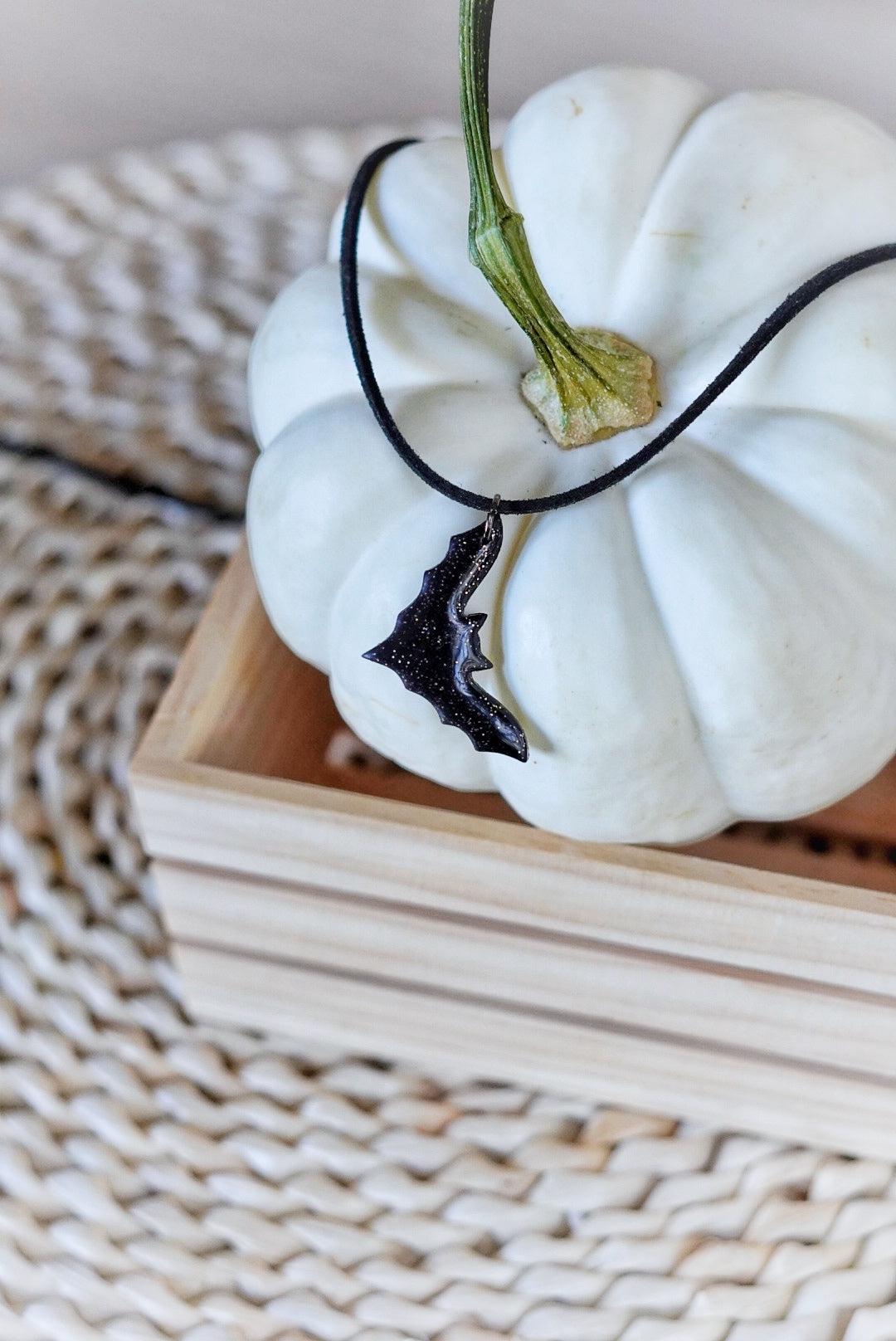 Black Bat Pendant Necklace