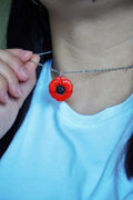 Red Poppy Pendant Necklace